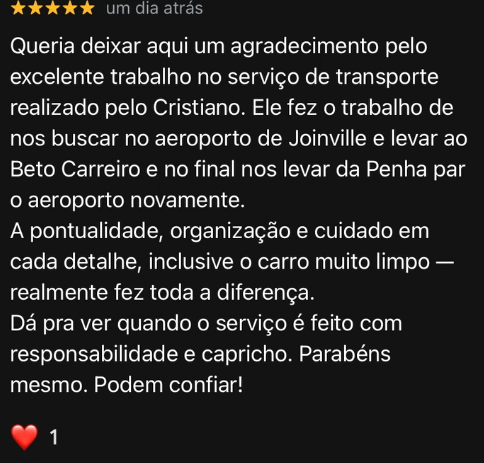 Avaliação real de cliente