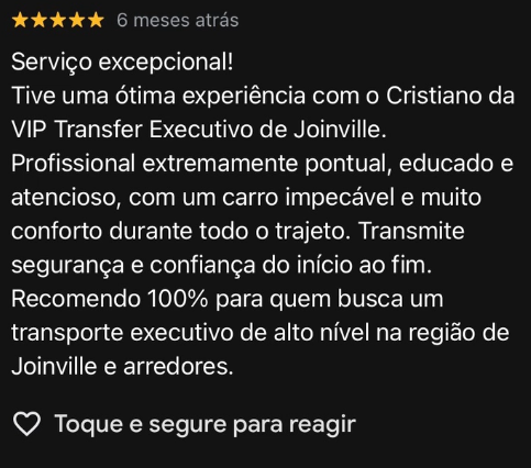 Avaliação real de cliente